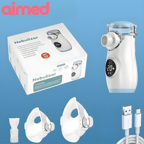 Інгалятор портативний AIMED Mesh Nebulizer з акумулятором колір блакитний