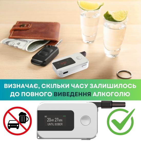 Алкотестер цифровий AIMED Sober Pro з таймером тверезості колір білий
