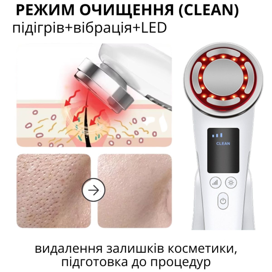 Мікрострумовий массажер для обличчя AIMED SkinLift Pro Anti-Aging з функцією RF Lifting, Hot&Cold компресом, EMS та LED світлотерапією колір білий