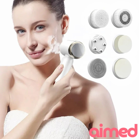 Щітка для обличчя AIMED Face Care з Hot&Cold компресом 6 в 1 біла