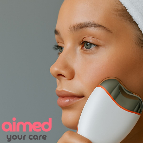 Мікрострумовий массажер  AIMED SkinLift Guasha Anti-Aging з функцією RF Lifting, Hot&Cold компресом, EMS та LED світлотерапією колір білий