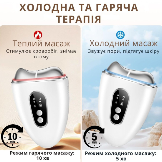 Мікрострумовий массажер  AIMED SkinLift Guasha Anti-Aging з функцією RF Lifting, Hot&Cold компресом, EMS та LED світлотерапією колір білий
