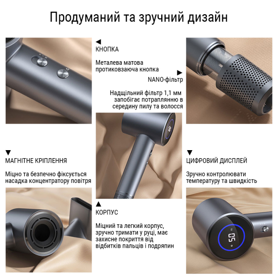 Фен для волосся AIMED Hair Master PRO сірий