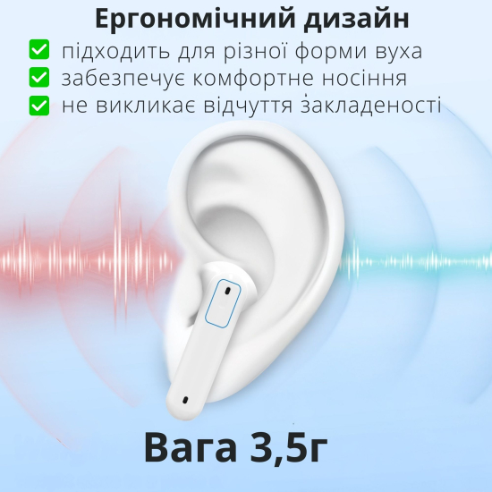 Слуховий апарат AIMED Hearing Aid NO-EARBUDS Series P18 з підключенням Bluetooth та кейсом для зарядки колір білий