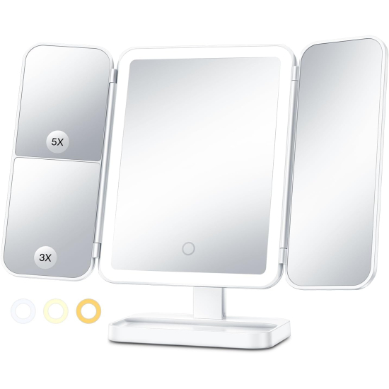 Дзеркало для макіяжу AIMED Makeup Mirror 360 з акумулятором та LED підсвіткою 
