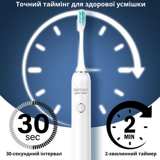 Електрична зубна щітка AIMED Neo Pro 5 режимів 4 насадки колір білий