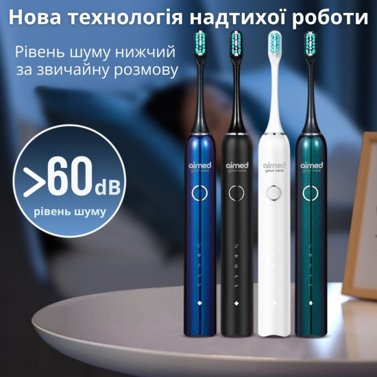 Електрична зубна щітка AIMED Neo Pro 5 режимів 4 насадки колір білий