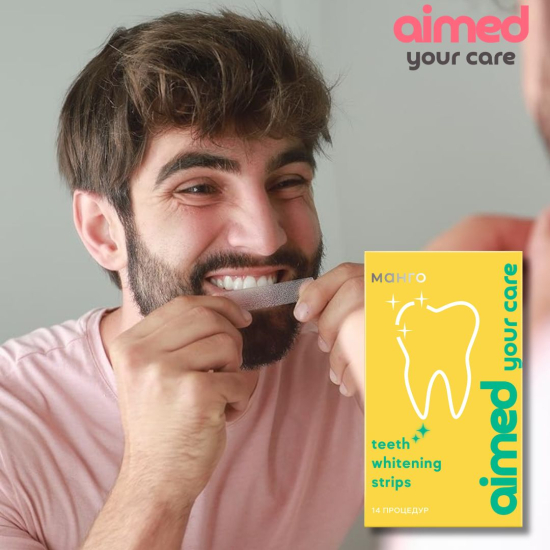 Відбілюючі смужки AIMED Teeth Whitening Strips 28 шт на 14 процедур смак манго