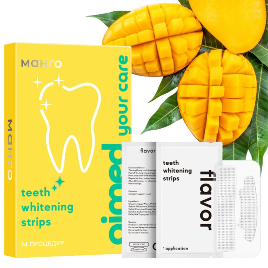 Відбілюючі смужки AIMED Teeth Whitening Strips 28 шт на 14 процедур смак манго