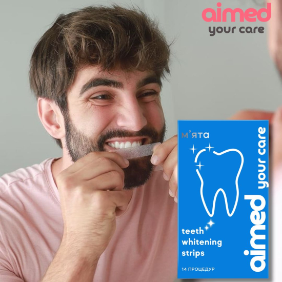 Відбілюючі смужки AIMED Teeth Whitening Strips 28 шт на 14 процедур смак мʼята