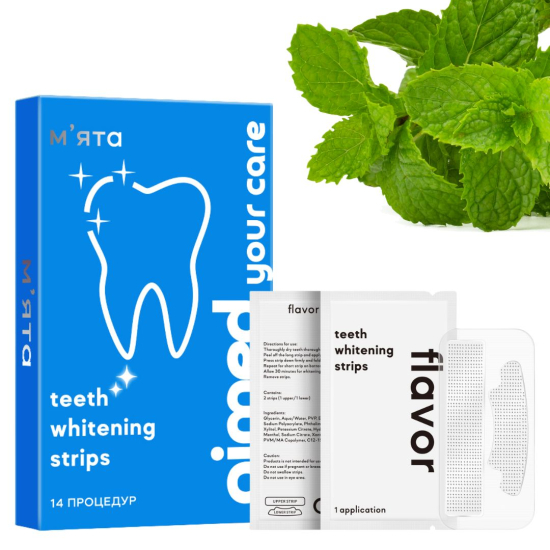 Відбілюючі смужки AIMED Teeth Whitening Strips 28 шт на 14 процедур смак мʼята