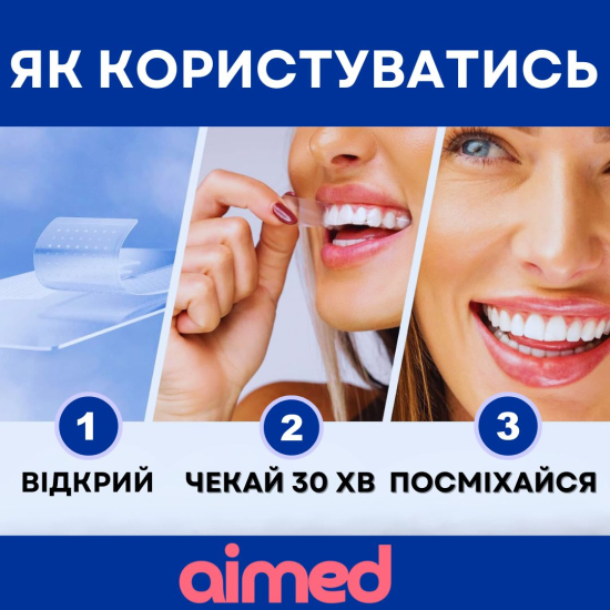 Відбілюючі смужки AIMED Teeth Whitening Strips 28 шт на 14 процедур смак мʼята