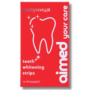 Відбілюючі смужки AIMED Teeth Whitening Strips 28 шт на 14 процедур смак полуниця