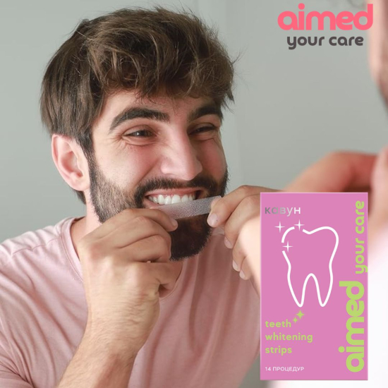 Отбеливающие полоски AIMED Teeth Whitening Strips 28 шт на 14 процедур вкус арбуз